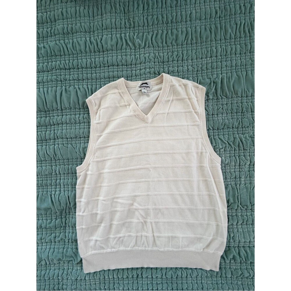 Slazenger Cream V-Neck Sleeveless Knit Vest-Med
